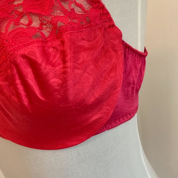 VTG Bravissimo Hot Pink Sexy 40 C Lace Bra 7550 Plus Underwire Silky Sheer Push - Picture 7 of 12